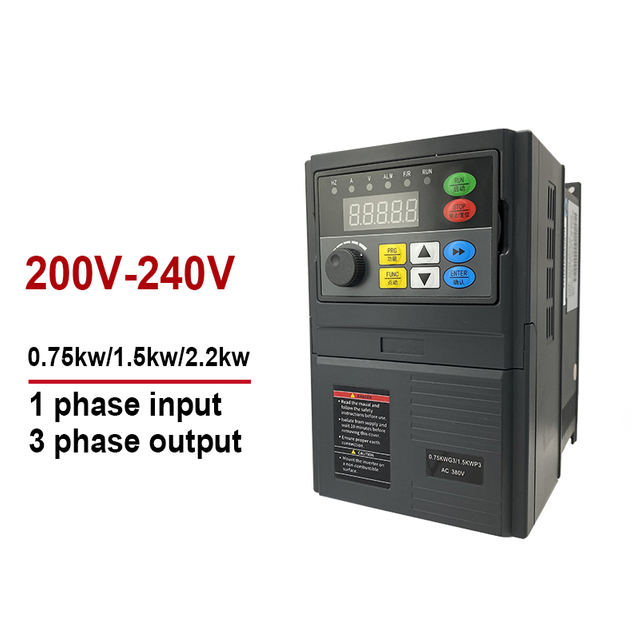 Değişken Frekans Sürücüsü VFD Inverter & Dönüştürücü 220V 0.75kW 1.5kW 2.2kW Giriş 1 Faz Çıktı 3 Fazlar